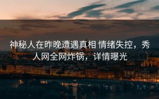 神秘人在昨晚遭遇真相 情绪失控，秀人网全网炸锅，详情曝光