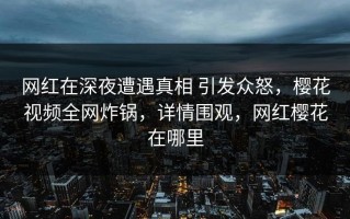网红在深夜遭遇真相 引发众怒，樱花视频全网炸锅，详情围观，网红樱花在哪里