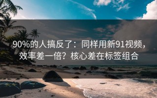 90%的人搞反了：同样用新91视频，效率差一倍？核心差在标签组合