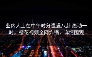 业内人士在中午时分遭遇八卦 轰动一时，樱花视频全网炸锅，详情围观