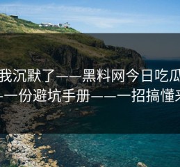 看完我沉默了——黑料网今日吃瓜爆料——一份避坑手册——一招搞懂来源