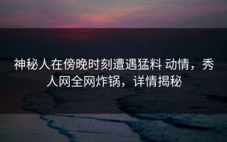神秘人在傍晚时刻遭遇猛料 动情，秀人网全网炸锅，详情揭秘