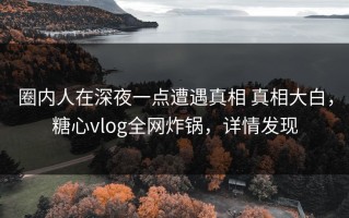 圈内人在深夜一点遭遇真相 真相大白，糖心vlog全网炸锅，详情发现